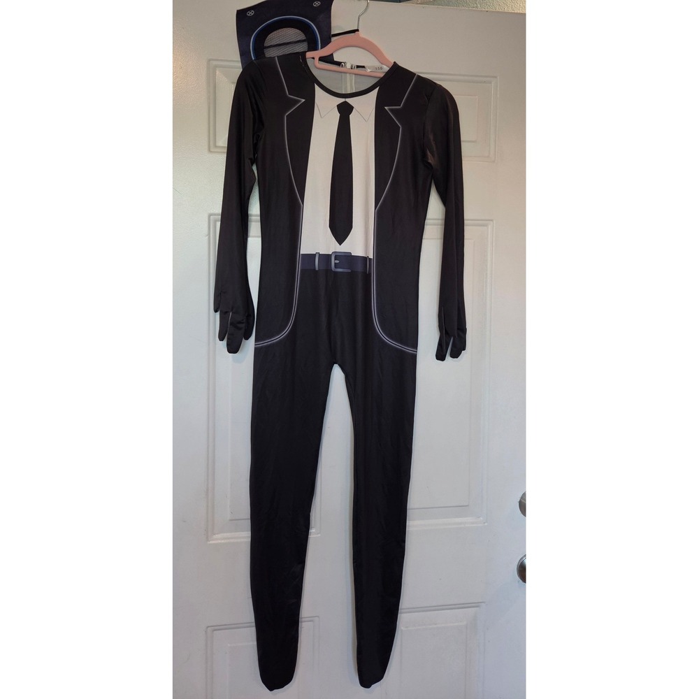 Skibidi Toilet Speaker Man Costume Kids Jumpsuit Mask Black White Size 150